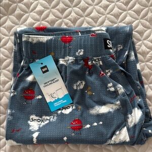 Saxx Men’s Pajama Bottoms - Blue with Red and White BBQ Grill and Smoke Pattern
